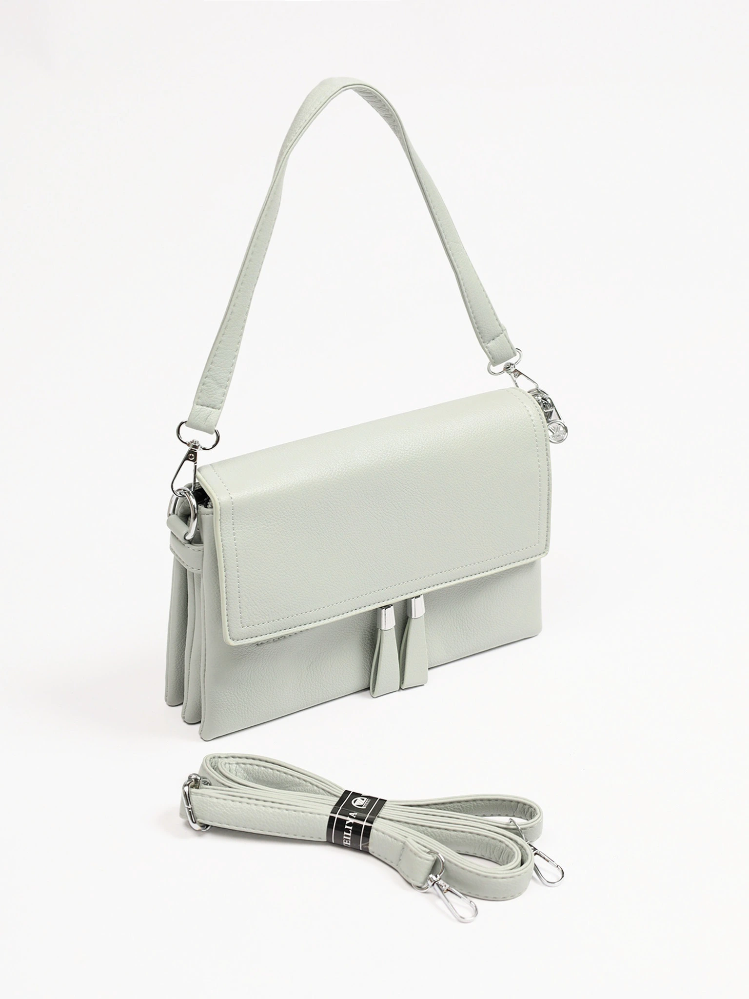 Сумка-кроссбоди со съемной ручкой и декоративными пуллерами в ассортименте